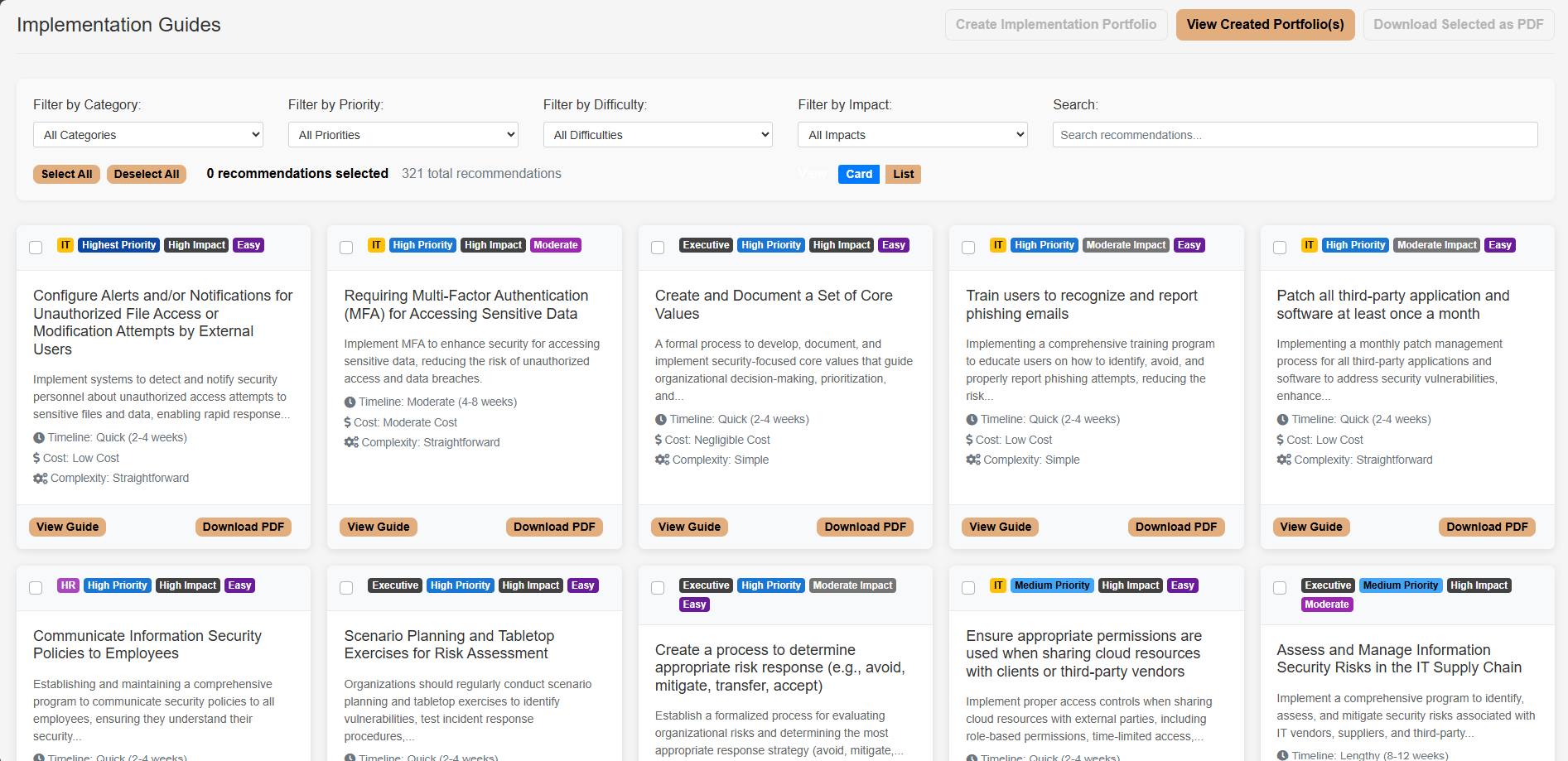 Implementation Guides Dashboard